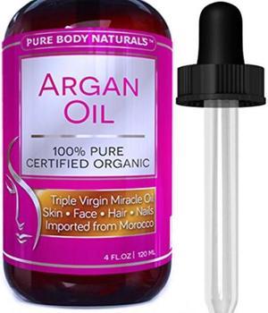 pure body naturals organic argan oil for skin face hair  nails 4 fl oz
