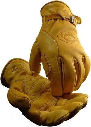 Caiman 1304 Water-Repellent Cow Grain, Kontour Pattern, Padded Palm, Drivers Glove, Large