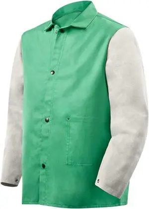 Steiner Flame-Resistant Jacket w/Leather Sleeves 2XL Cotton, Leather 1230-2X
