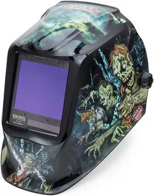 LINCOLN ELECTRIC K4158-4 Welding Helmet, Zombie Graphic, Black/Blue