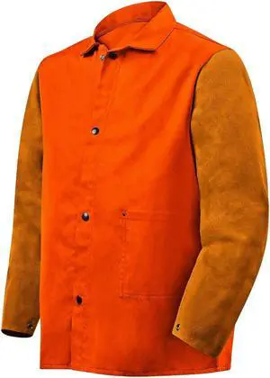 STEINER 1250-L Flame Resistant Jacket w/Leather Sleeves, Brown, L