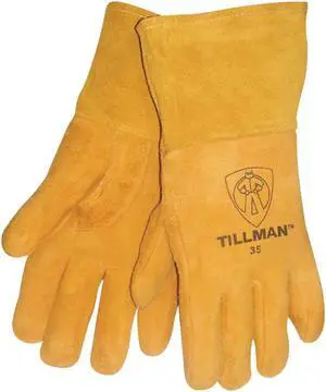 Tillman 35 Top Grain Deerskin Foam Lined Thumb Strap MIG Welding Gloves, Large