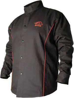 Black Stallion B9C BSX Contoured FR Cotton Welding Jacket, Black/Red, 2X-Large