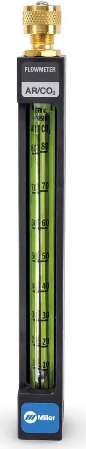 MILLER ELECTRIC 16530 Flowmeter, Argon, Carbon Dioxide, Single Stage, 1/4 in