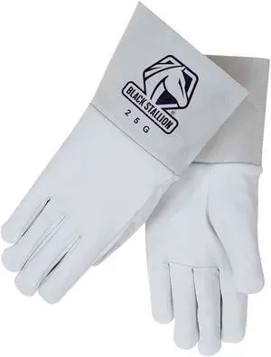 Black Stallion 25G Long CuffGrain Goatskin TIG Welding Gloves, Medium
