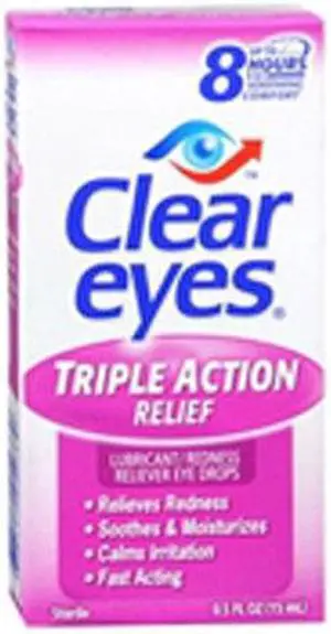 Clear Eyes Triple Action Relief Eye Drops - 0.5 oz