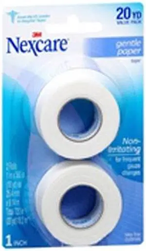 Nexcare Gentle Paper Carded First Aid Tape 1 in x 10 yds(2 rolls)- 6 PK OR 12 ROLLS