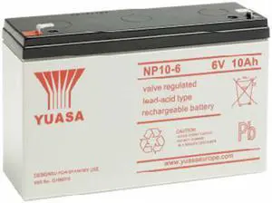 Yuasa NP10-6 6V/10AH Sealed Lead Acid Battery-F1 Terminal