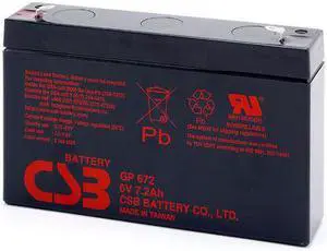 CSB GP-672 6V/7.2AH Sealed Lead Acid Battery-F1 Terminal