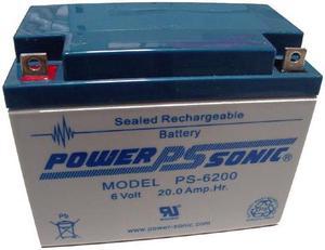 Power-Sonic PS-6200 6V/20AH Sealed Lead Acid Battery-NB Terminal