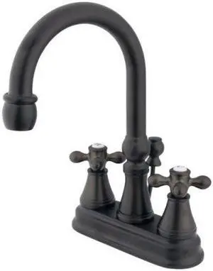 Kingston Brass KS2615AX Governor 4-Inch Centerset Lavatory Faucet with Brass Pop-Up with Metal Cross Handle, Oil Rubbed