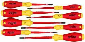 WIHA 32197 Insulated Screwdriver Set, Slotted/Phillips, Square, 8 pcs