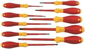 Wiha 32093 Insulated Slotted and Phillips Screwdriver Set, 10 Pieces