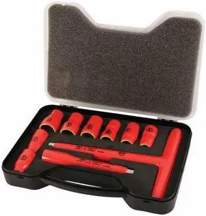 Wiha 31496 10 Piece Insulated 3/8" T-handle SAE Socket Box Set