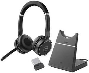 Jabra Evolve 75 MS Duo Headset with Charging Stand, Integrated Busylight ,Discrete Boom Arm