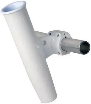 CE Smith Aluminum Horizontal Clamp-On Rod Holder - OD - White Powder Coated with Sleeve Aluminum Horizontal Clamp-On Rod Holder