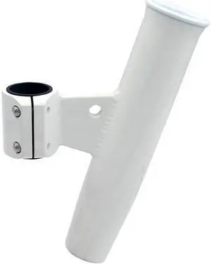 CE Smith Aluminum Vertical Clamp-On Rod Holder - OD White Powdercoat with Sleeve Aluminum Vertical Clamp-On Rod Holder