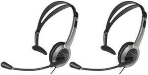 Panasonic KX-TCA430 Wired Over The Head Headset W/ Noise-Canceling Microphone|2-Pack