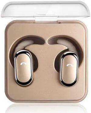DPRUI tws wireless headphones with Charging Box Wireless Stereo Earbud In-ear Earphone Bluetooth headphones for a mobile phone (Gold)