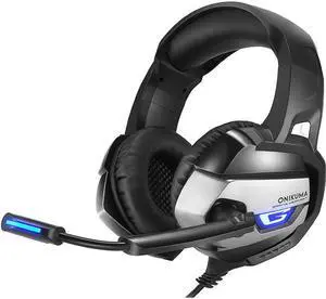 DPRUI New Earphone For PS4 Bass Cuffie Gaming per PC Computer Adapter Need Headset With Microphone LED Lights Gaming Headphones (Black)