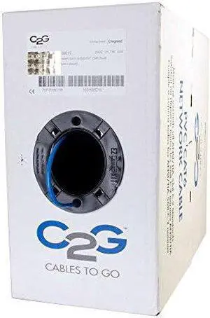 C2G 56017 Cat6 Bulk Cable - Unshielded Ethernet Network Cable with Solid Conductors - Riser CMR-Rated, TAA Compliant, Blue (100 Feet, 304.8 Meters) (Made in The USA)