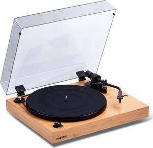 Fluance RT82 Reference High Fidelity Vinyl Turntable Record Player with Ortofon OM10 Cartridge, Speed Control Motor, High Mass MDF Wood Plinth, Vibration Isolation Feet - Bamboo