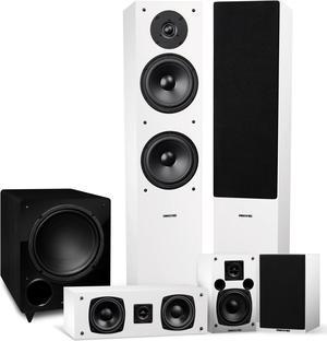 Fluance Elite High Definition Surround Sound Home Theater 5.1 Channel Speaker System including 3-Way Floorstanding Towers, Center Channel, Rear Surround Speakers and DB10 Subwoofer - White (SX51WHR)