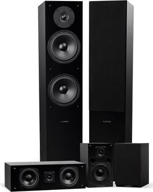 Fluance Elite High Definition Surround Sound Home Theater 5.0 Channel Speaker System including Floorstanding Towers, Center Channel and Rear Surround Speakers - Black Ash (SXHTB-BK)