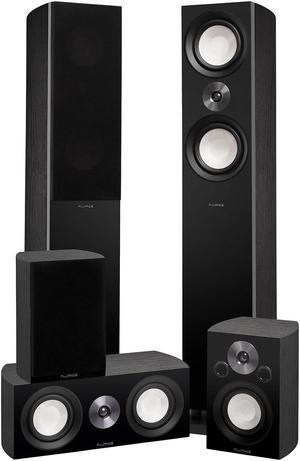 Fluance Reference High Performance Surround Sound Home Theater 5.0 Channel Speaker System including 3-Way Floorstanding Towers, Center Channel, and Rear Surround Speakers - Black Ash (XL8HTB)