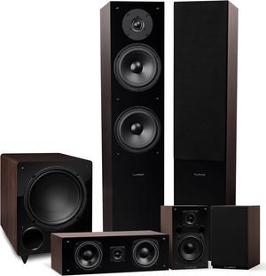 Fluance Elite High Definition Surround Sound Home Theater 5.1 Channel Speaker System including Three-way Floorstanding, Center Channel, Rear Surround Speakers and a DB10 Subwoofer - Walnut (SX51WR)