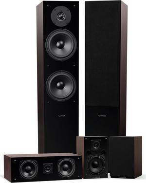 Fluance Elite High Definition Surround Sound Home Theater 5.0 Channel Speaker System including Floorstanding Towers, Center Channel and Rear Surround Speakers - Natural Walnut (SXHTBW)