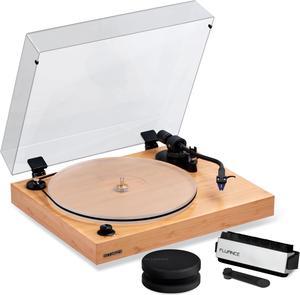 Fluance RT82 Reference High Fidelity Vinyl Turntable Record Player with Ortofon OM 10 Cartridge, Speed Control Motor, Record Weight, 3 in 1 Stylus and Record Cleaning Vinyl Accessory Kit