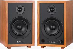 Electrohome McKinley 2.0 Stereo Powered Bookshelf Speakers with Built-in Amplifier and 4" Drivers for Turntable, TV, PC and Wireless Music Streaming featuring Bluetooth 5, RCA and Aux (EB30)