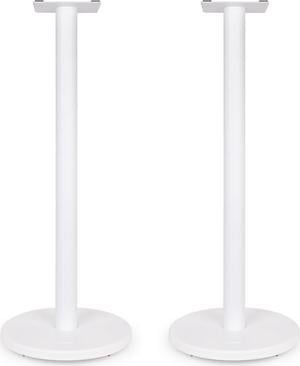 Fluance Floor Speaker Stands for Surround Sound and Bookshelf Speakers with Solid Construction, Adjustable Floor Spikes, Rubber Isolation Feet, Cable Management, Round Base - Matte White/Pair SS05RWH