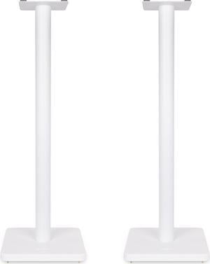 Fluance Floor Speaker Stands for Surround Sound and Bookshelf Speakers with Solid Construction, Adjustable Floor Spikes, Rubber Isolation Feet, Cable Management, Square Base - Matte White/Pair SS05SWH