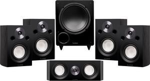 Fluance Reference Compact Surround Sound Home Theater 5.1 Channel Speaker System including 2-Way Bookshelf, Center Channel, Rear Surround Speakers and DB10 Subwoofer - Black Ash (X851BC)