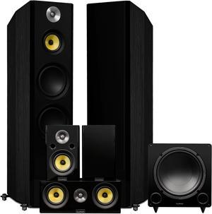 Fluance Signature HiFi Surround Sound Home Theater 5.1 Channel Speaker System including 3-Way Floorstanding Towers, Center Channel, Rear Surround Speakers and DB10 Subwoofer - Black Ash (HF51BR)