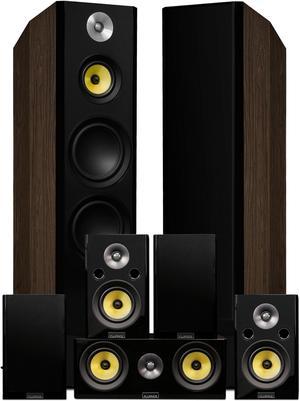 Fluance Signature HiFi Surround Sound Home Theater 7.0 Channel Speaker System including 3-Way Floorstanding Towers, Center Channel, Surround and Rear Surround Speakers - Natural Walnut (HF70WR)