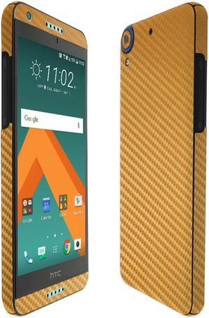 Skinomi TechSkin - HTC Desire 555 Screen Protector + Gold Carbon Fiber Full Body Skin / Front & Back Wrap Clear Film / Ultra HD and Anti-Bubble Shield
