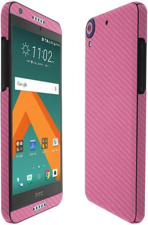 Skinomi TechSkin - HTC Desire 555 Screen Protector + Pink Carbon Fiber Full Body Skin / Front & Back Wrap Clear Film / Ultra HD and Anti-Bubble Shield