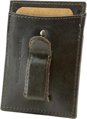 Hammer Anvil Money Clip Thin Front Pocket Compact Genuine Leather Men's Wallet