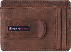 Alpine Swiss Mens RFID Money Clip Leather Minimalist Wallet Card Case ID Window