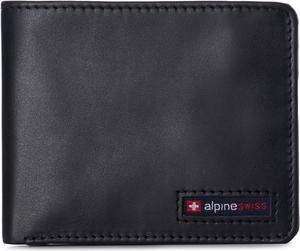Alpine Swiss Mens RFID Wallet Leather Bifold 2 ID Windows Divided Bill Section
