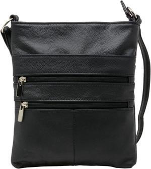 Genuine Leather Organizer Purse Mini Handbag Travel Bag Zippered Shoulder Purse