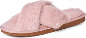Alpine Swiss Women Fuzzy Fluffy Faux Fur Slippers Memory Foam Indoor House Shoes