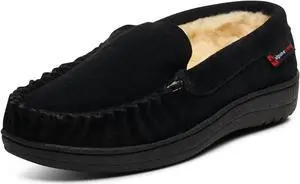 Alpine Swiss Yukon Mens Suede Shearling Moccasin Slippers Moc Toe Slip On Shoes