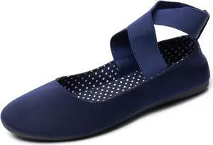 Alpine Swiss Peony Ballet Flats Shoes For Women Elastic Ankle Strap Flats Round Closed-Toe Slip On Loafers Padded for Comfort Runs Small