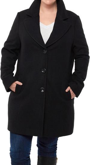 Alpine Swiss Womens Plus Size Wool Overcoat Walking Coat Blazer Pea Coat Jacket