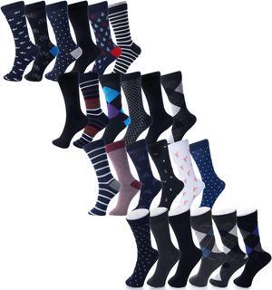 Alpine Swiss Mens Cotton 24 Pack Dress Socks Solid Ribbed Argyle Shoe Size 6-12