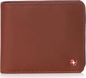 Alpine Swiss RFID Mens Wallet Deluxe Capacity Passcase Bifold Two Bill Sections